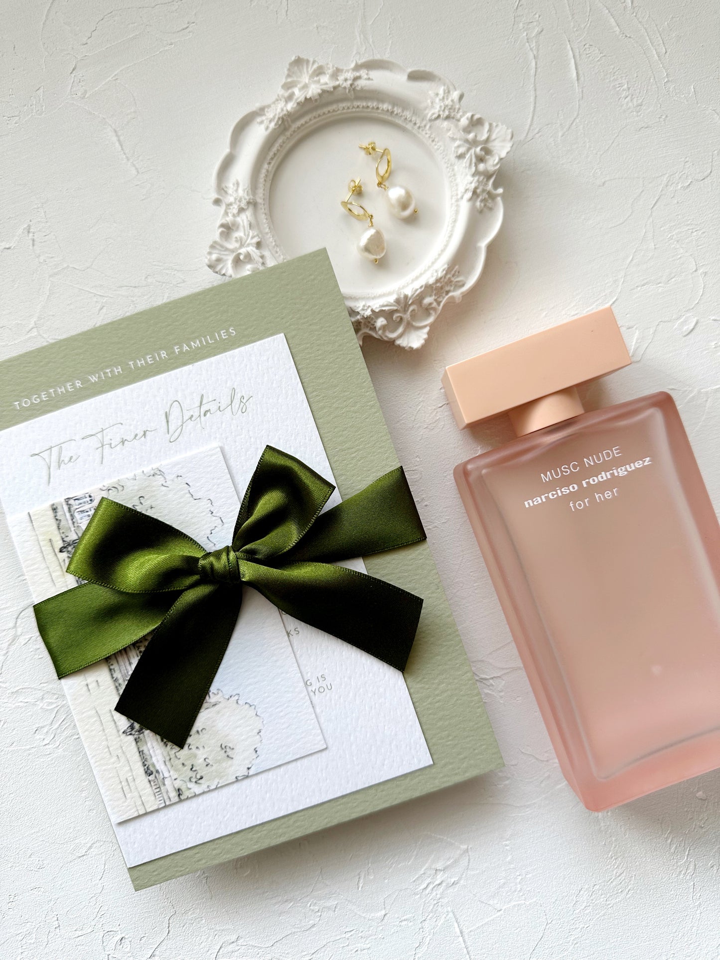 Maia Wedding Invitation | Three Card Suite with Bow