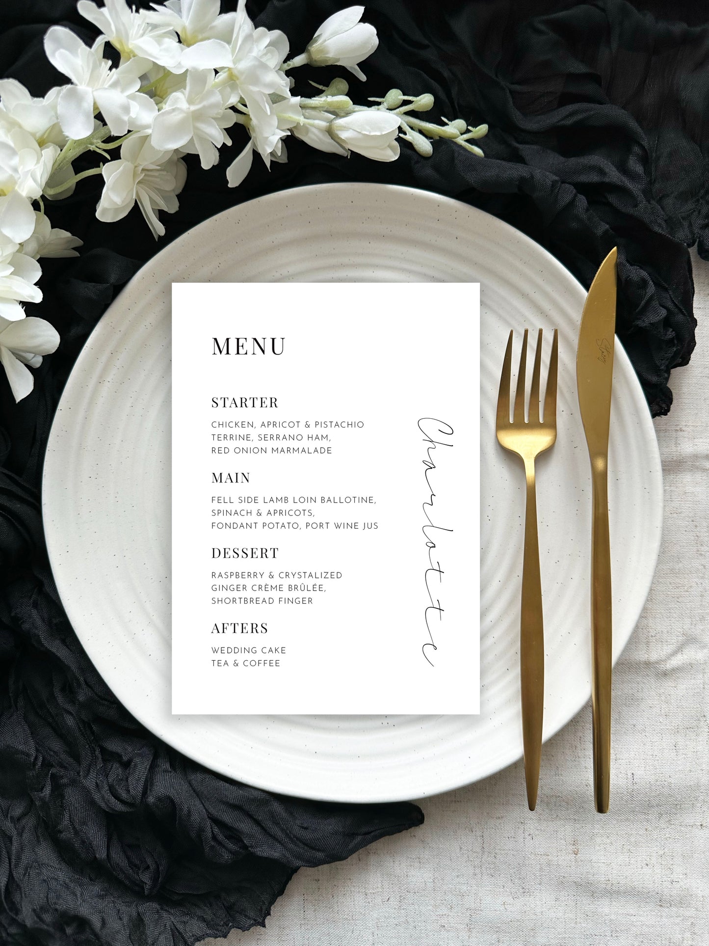 Persephone Place Setting Menu
