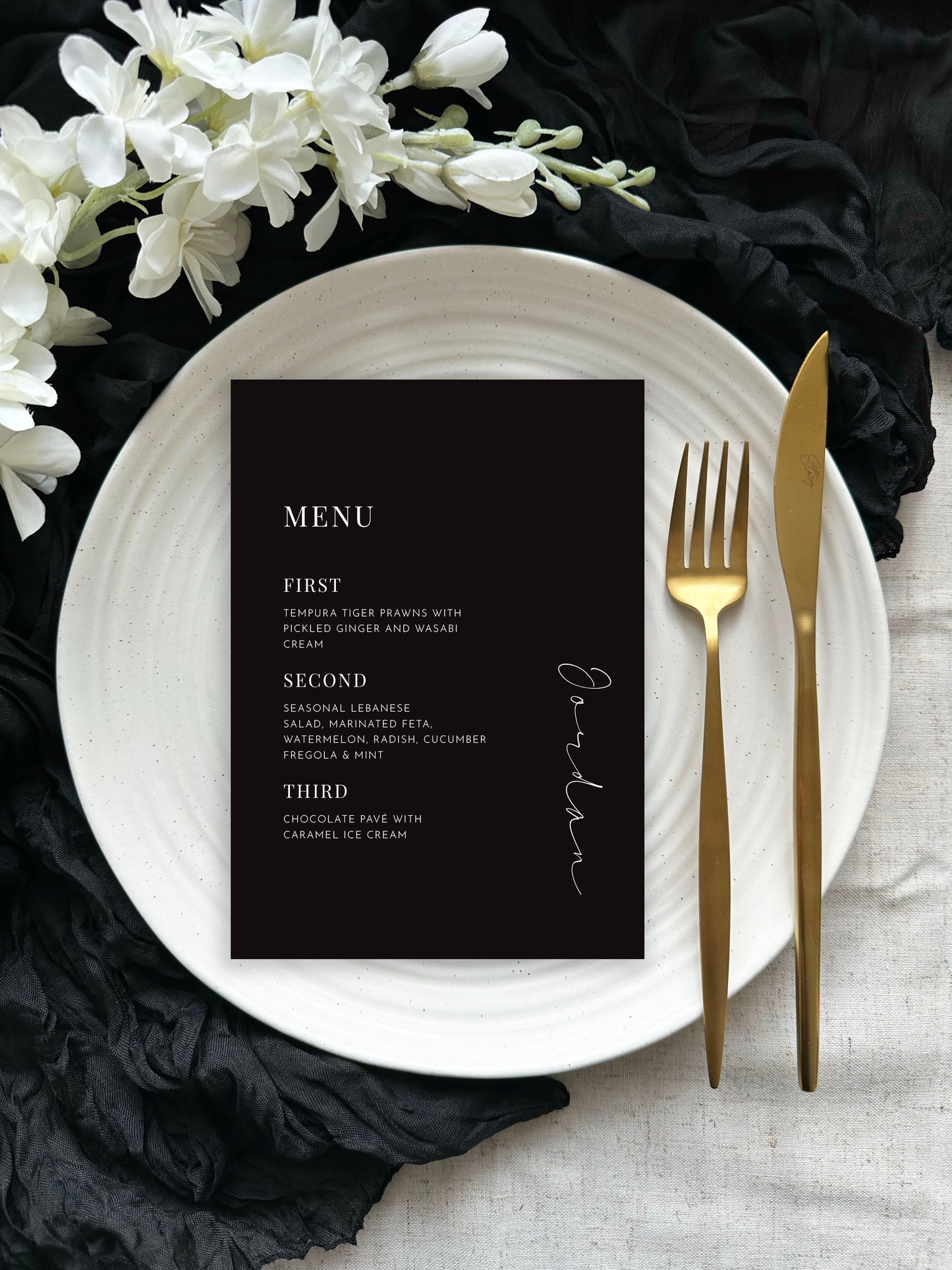 Persephone Place Setting Menu