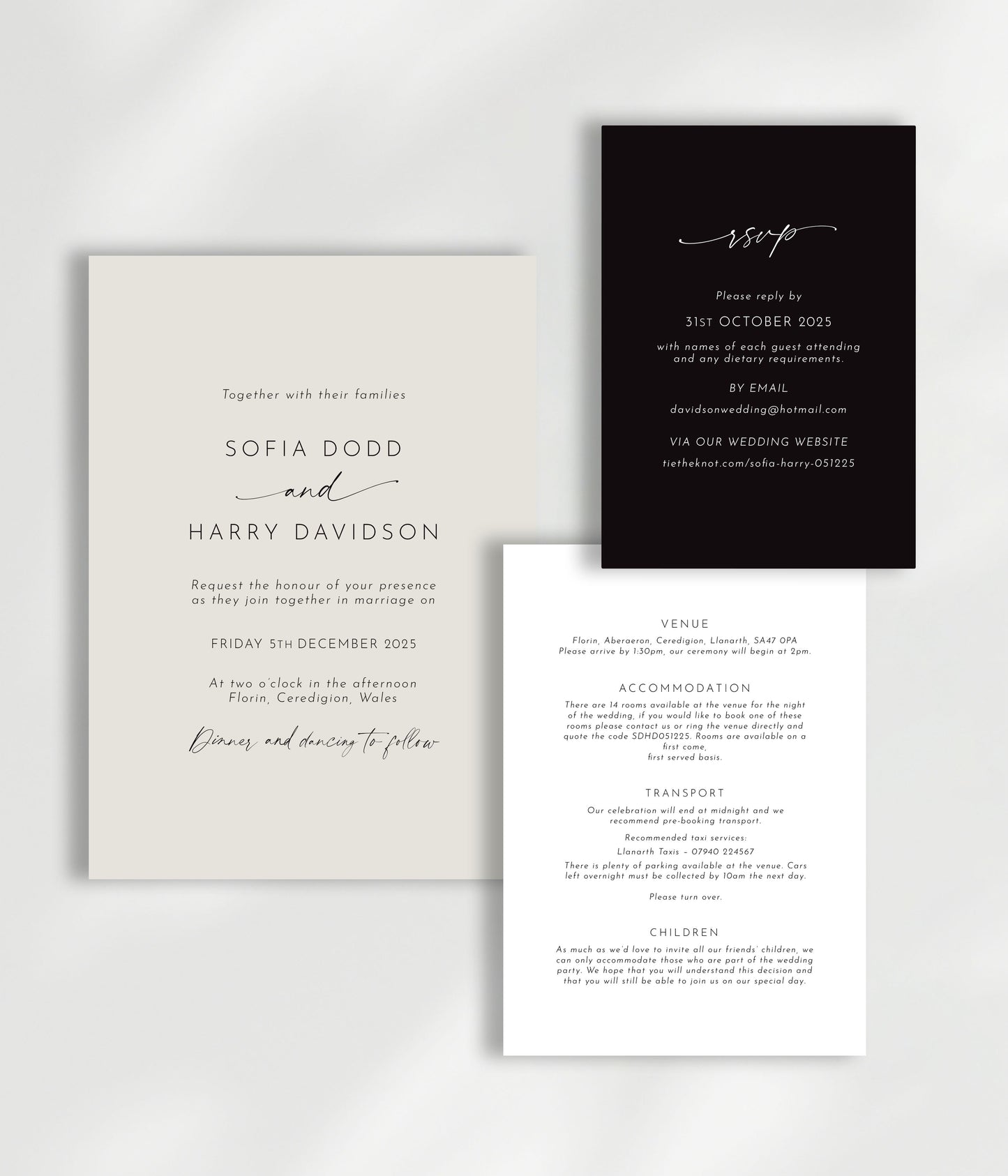 Odite Wedding Invitation | Three Card Suite