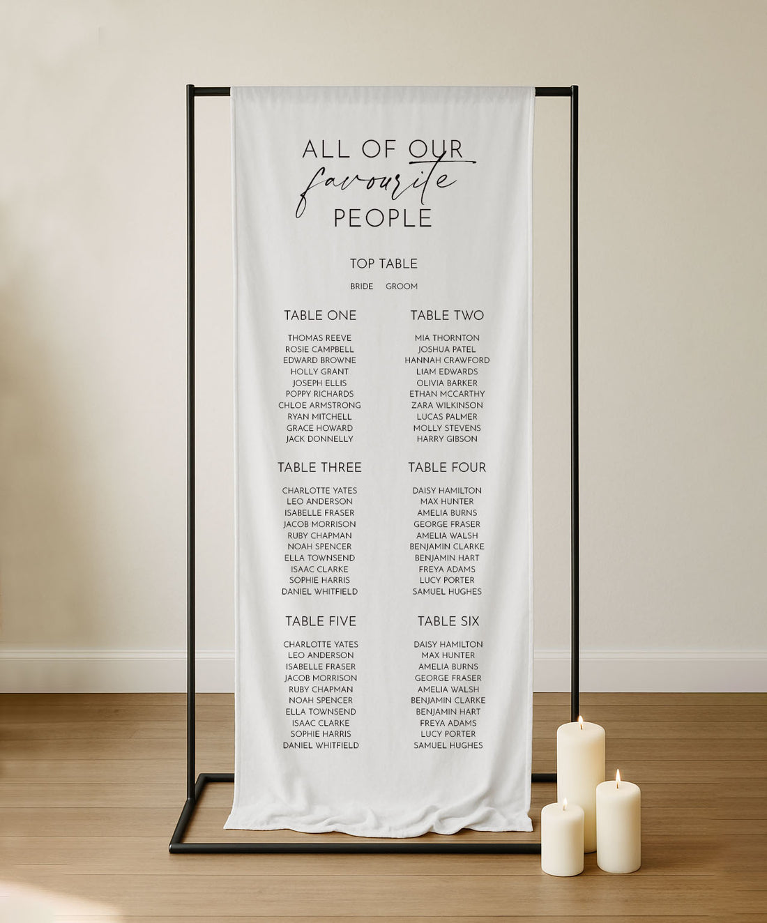 Sign Table Wall Aura Personalised Cloth Wedding Table Sign | Modern & Romantic Wedding ...