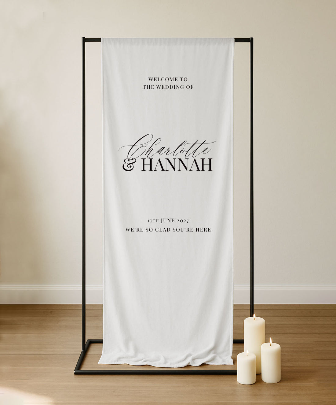 Ophelia Personalised Fabric Wedding Welcome Sign | Modern & Romantic ...