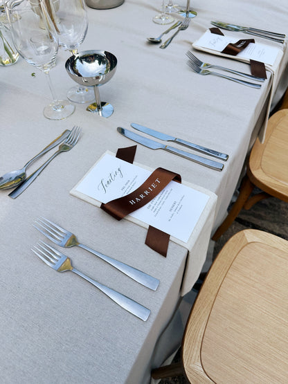 Personalised Place Name Menu Wrap Ribbons