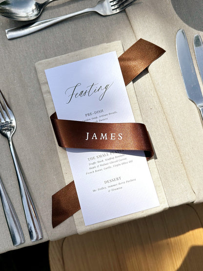 Personalised Place Name Menu Wrap Ribbons