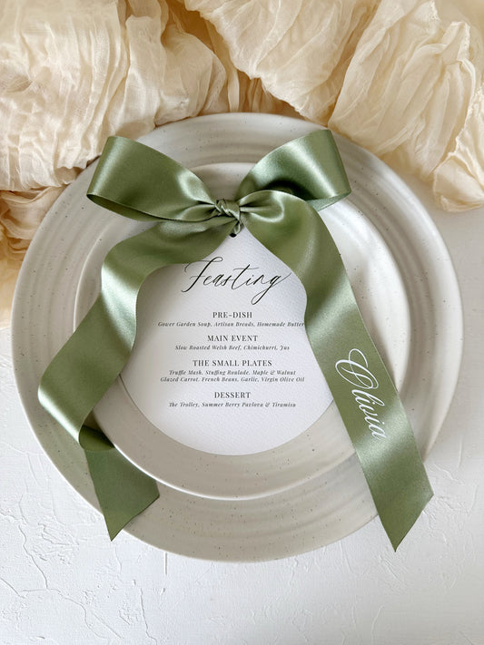 Personalised Place Name Menu Ribbons