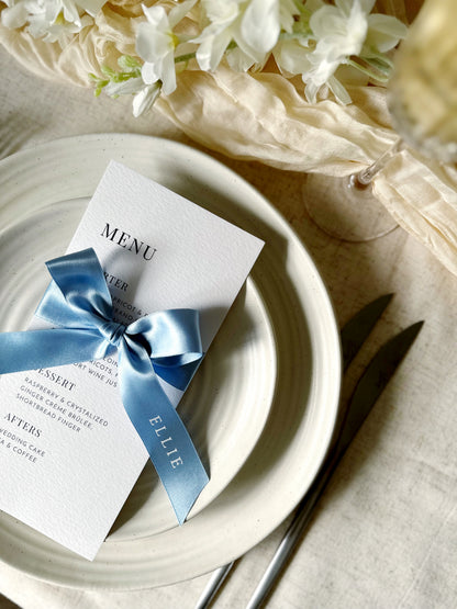 Personalised Place Name Menu Ribbons