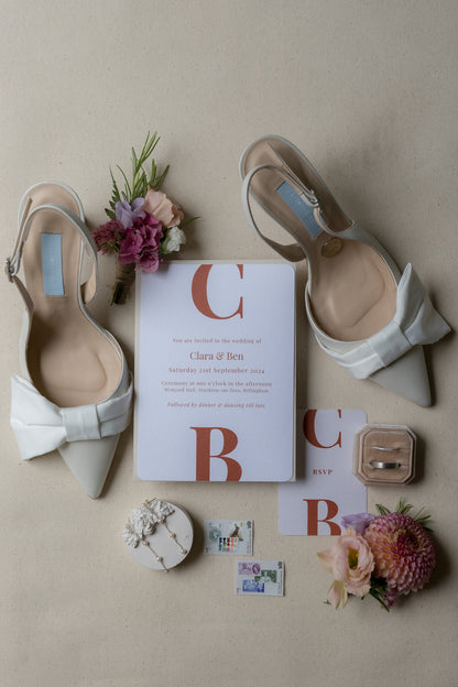 Calypso Wedding Invitation | XL Two Card Suite with Bow