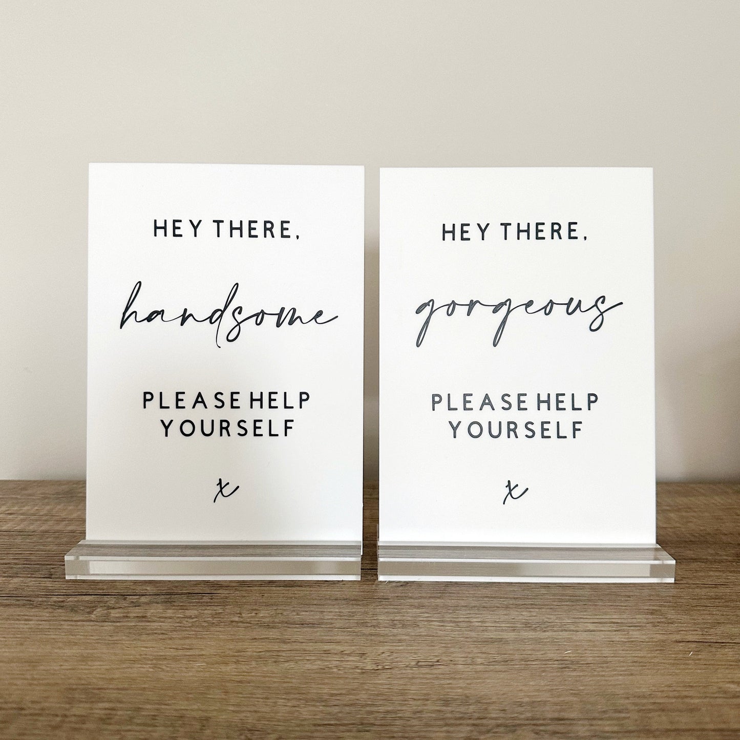 Maia Acrylic Toiletry Sign | Hey There Handsome