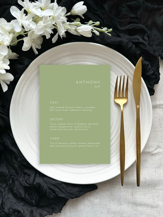 Odite Place Setting Menu