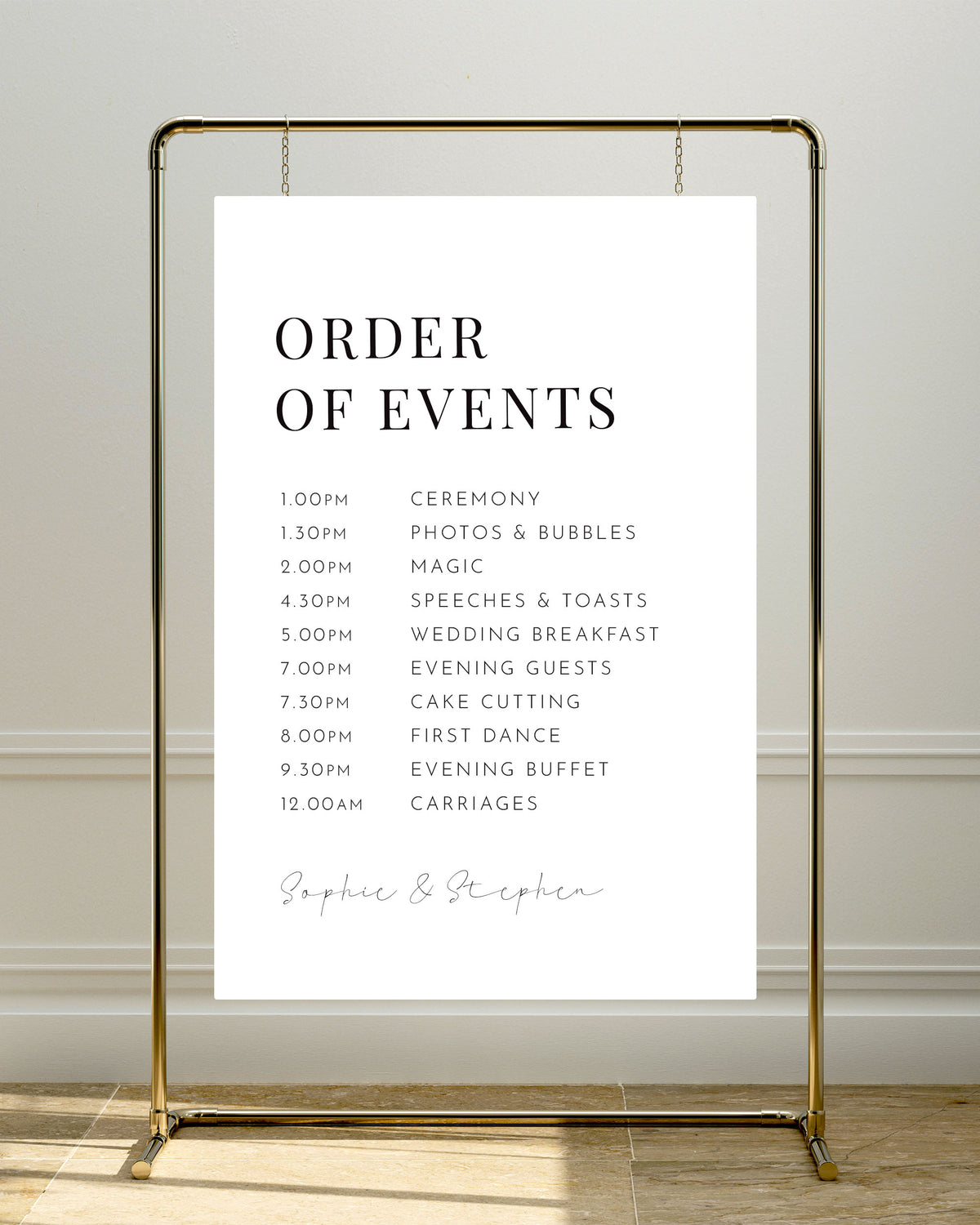 Sign Order Reception Personalised Wedding Order of Events Sign | Order of the Day Sign ...