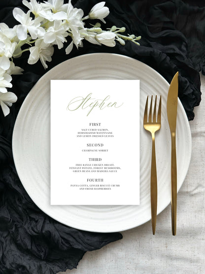 Ophelia Place Setting Menu