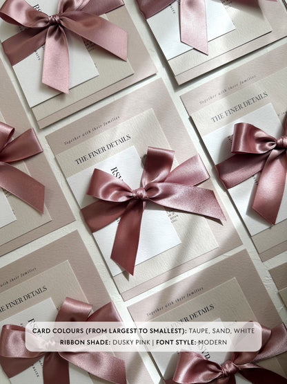 Maia Wedding Invitation | Three Card Suite with Bow