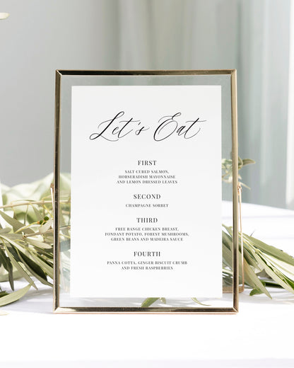 Ophelia Table Menu
