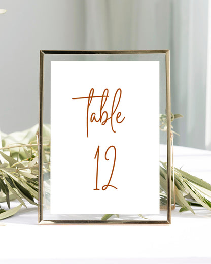 Hera Table Number Cards
