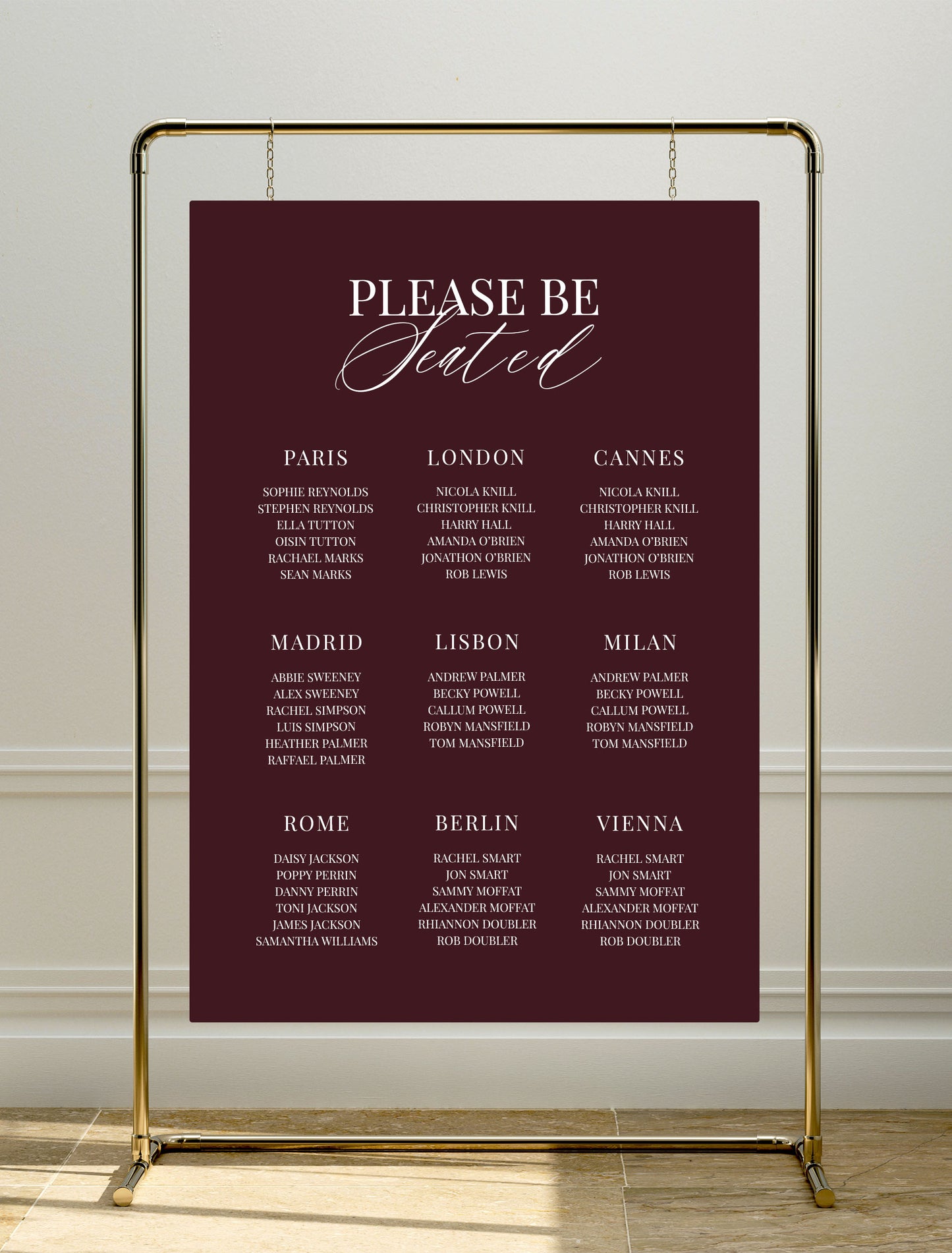 Ophelia Sign | Table Plan