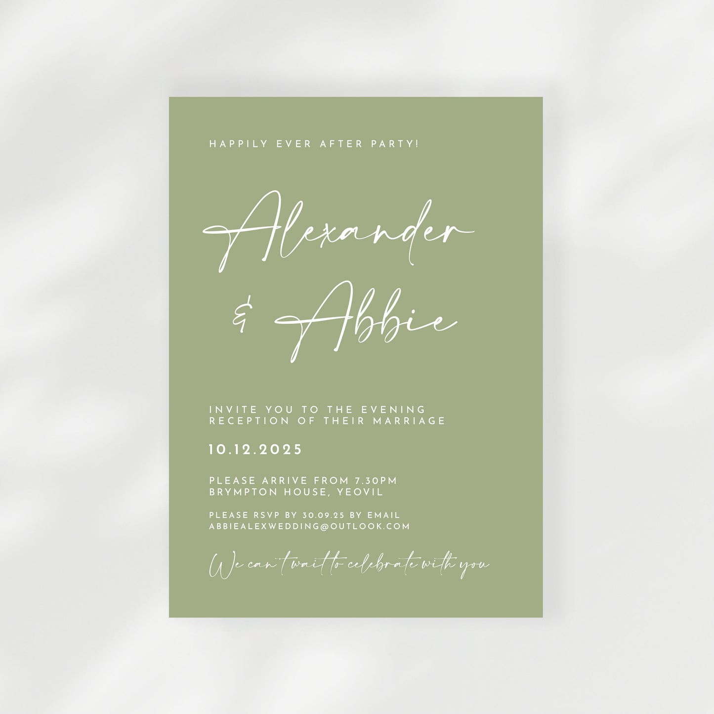 Maia Wedding Invitation | Evening Guest