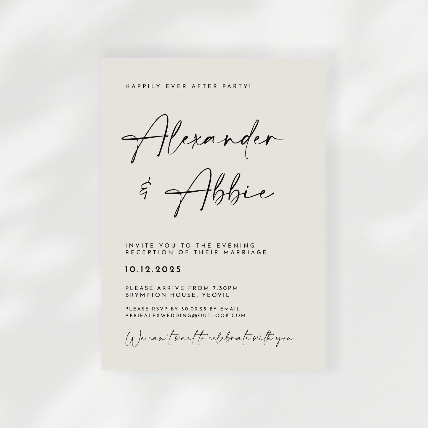 Maia Wedding Invitation | Evening Guest