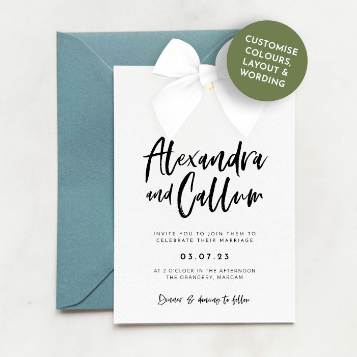 Athena Wedding Invitation with Ribbon