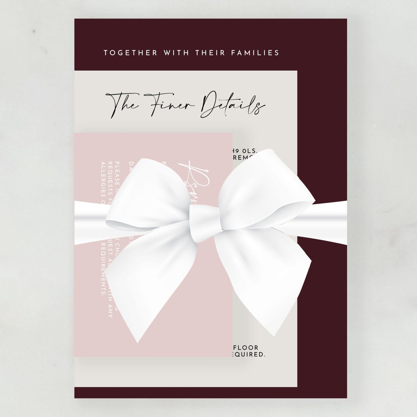 Maia Wedding Invitation | Three Card Suite with Bow