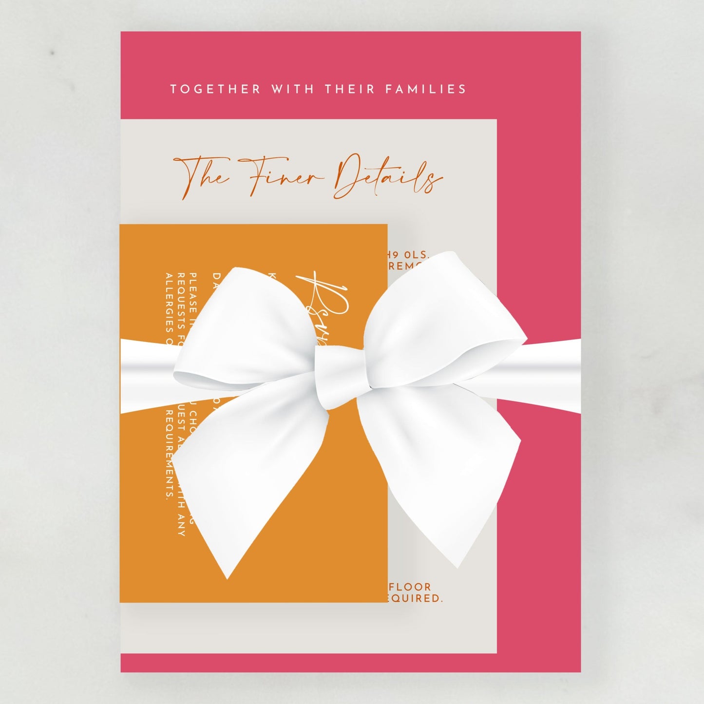 Maia Wedding Invitation | Three Card Suite with Bow