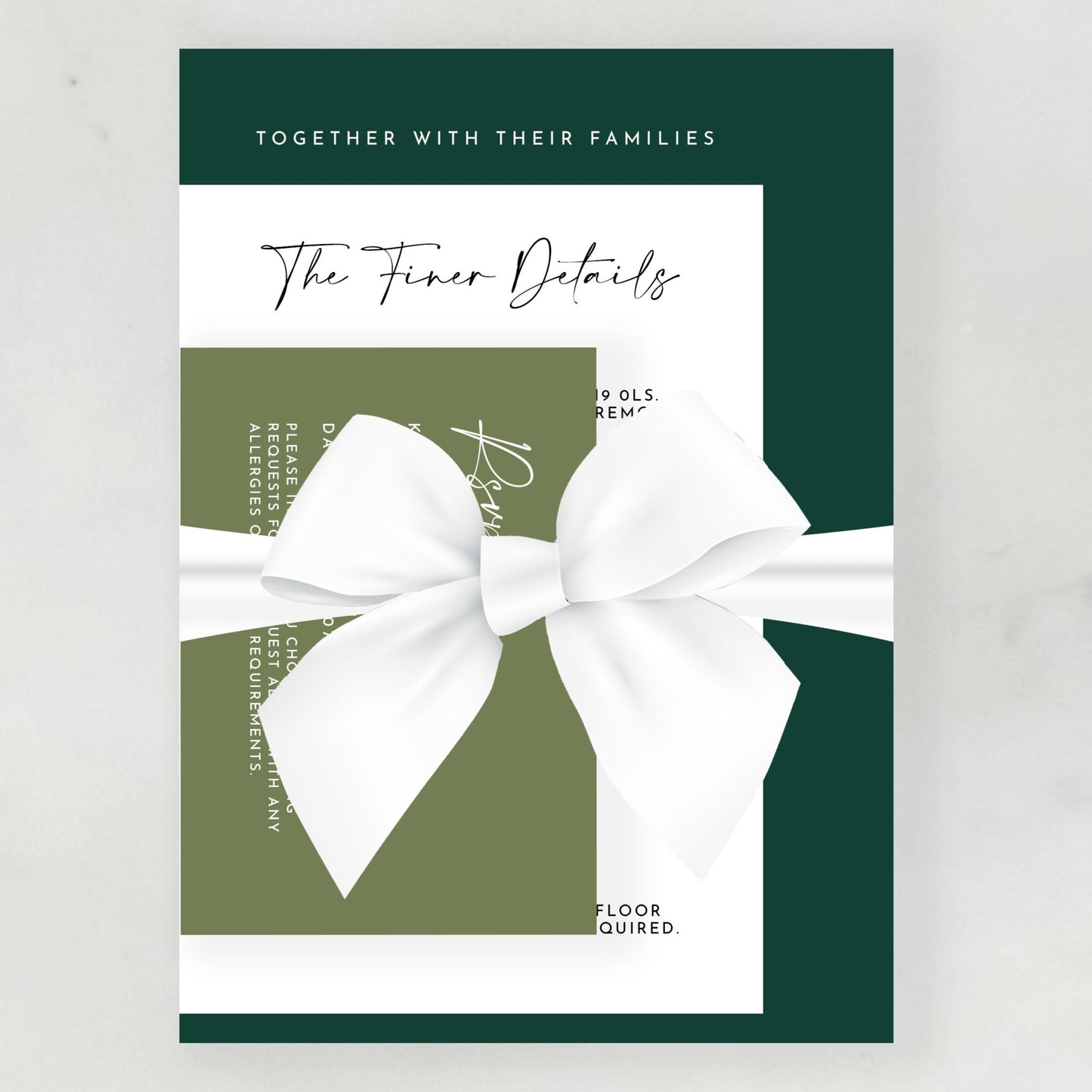 Maia Wedding Invitation | Three Card Suite with Bow