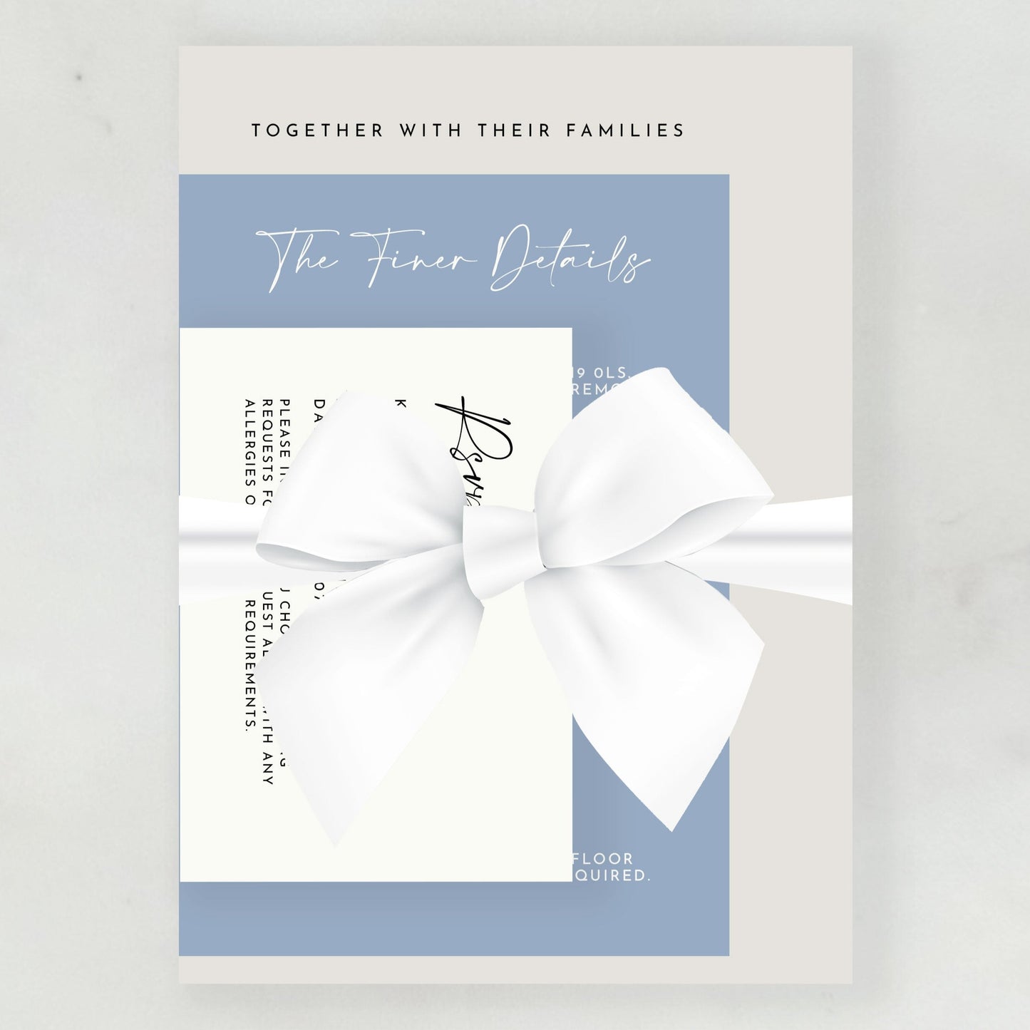 Maia Wedding Invitation | Three Card Suite with Bow