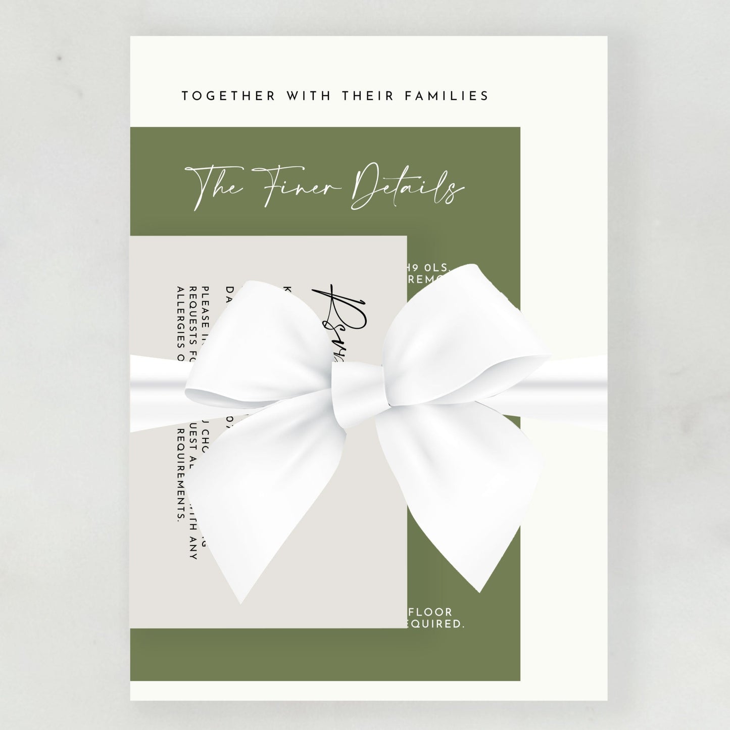 Maia Wedding Invitation | Three Card Suite with Bow