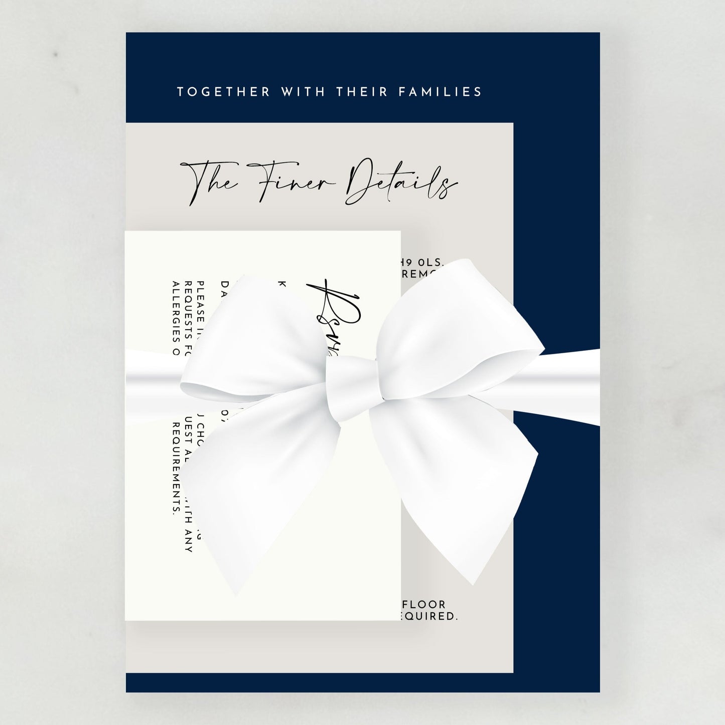 Maia Wedding Invitation | Three Card Suite with Bow