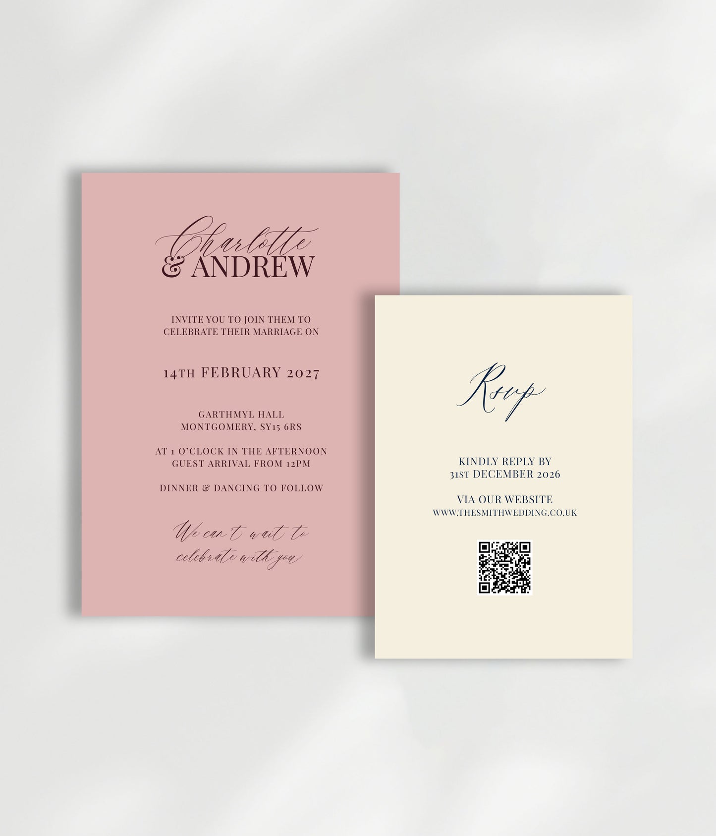Ophelia Wedding Invitation | Two Card Suite