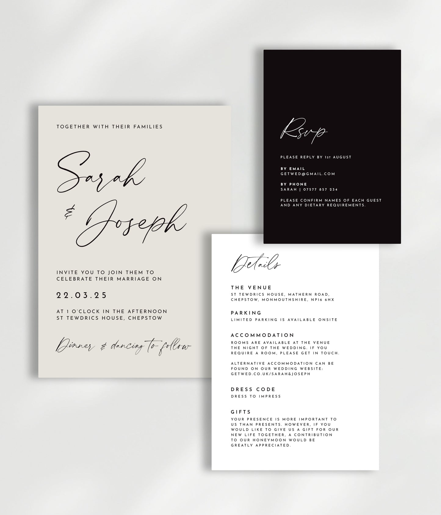 Aura Wedding Invitation | Three Card Suite