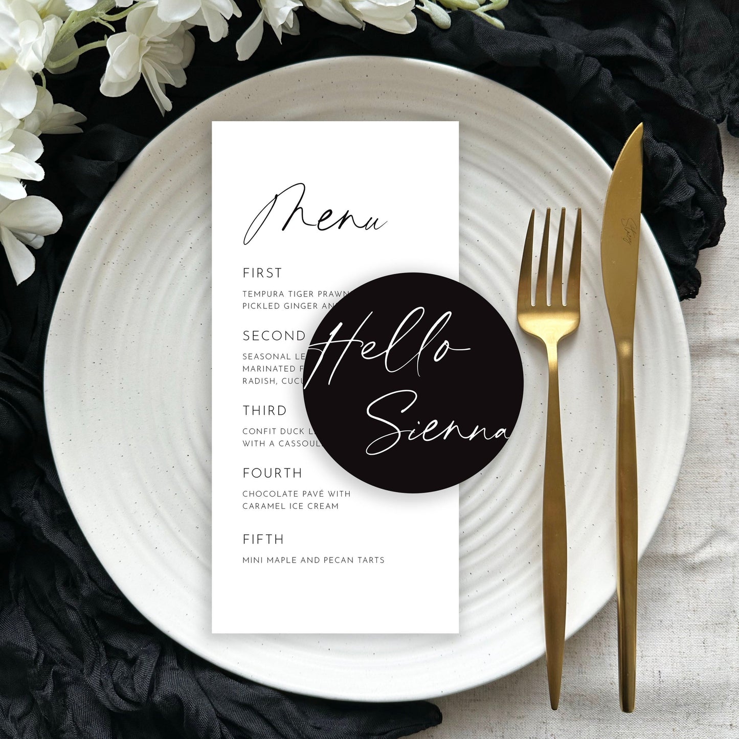 Aura Menu | With Place Name Card