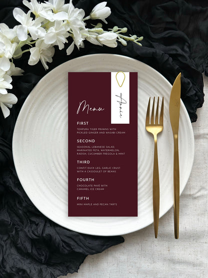 Maia Menu | With Name Tag & Clip