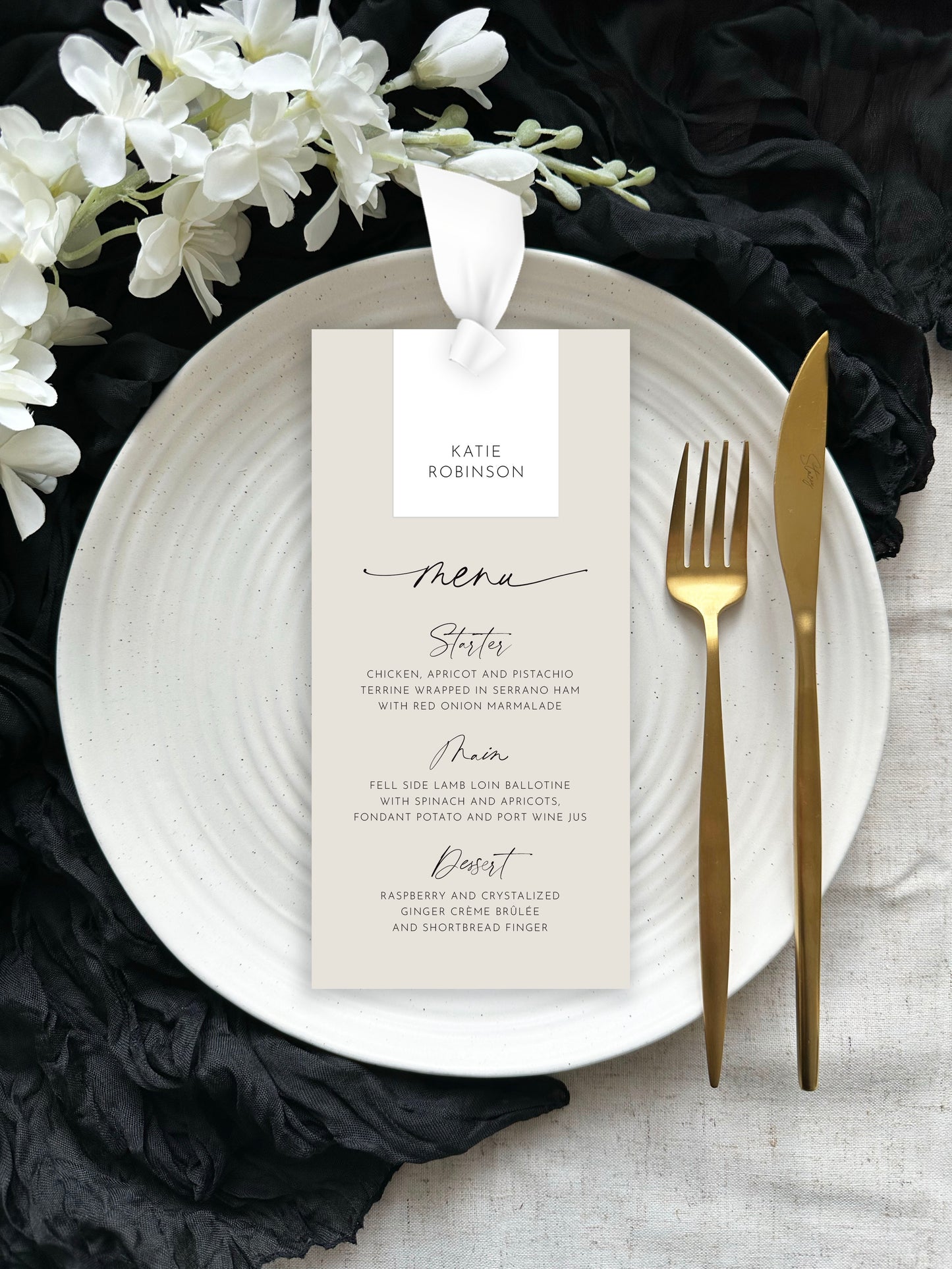 Odite Menu | With Name Tag & Ribbon