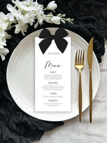 Maia Menu | With Name Tag & Ribbon