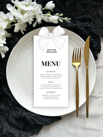 Calypso Menu | With Name Tag & Ribbon