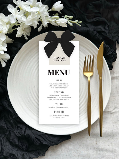 Calypso Menu | With Name Tag & Ribbon
