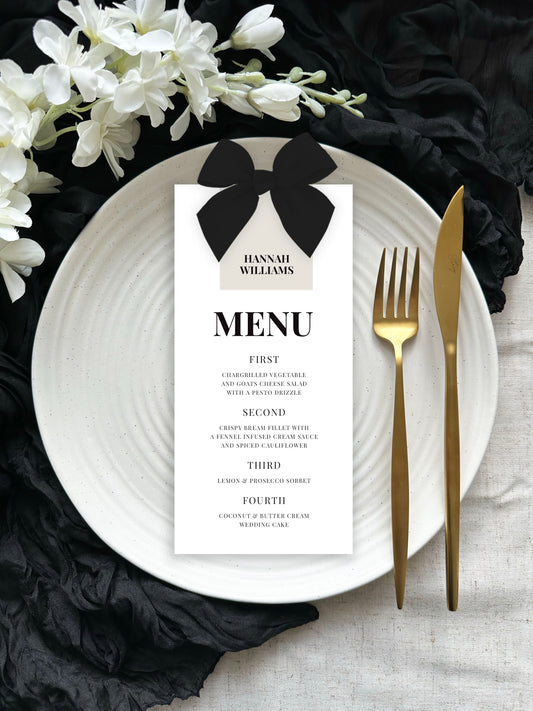 Calypso Menu | With Name Tag & Ribbon