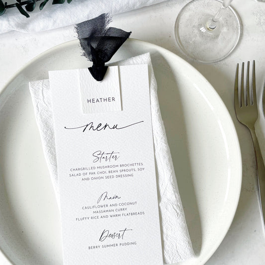 Iris Menu with Name Tag & Ribbon